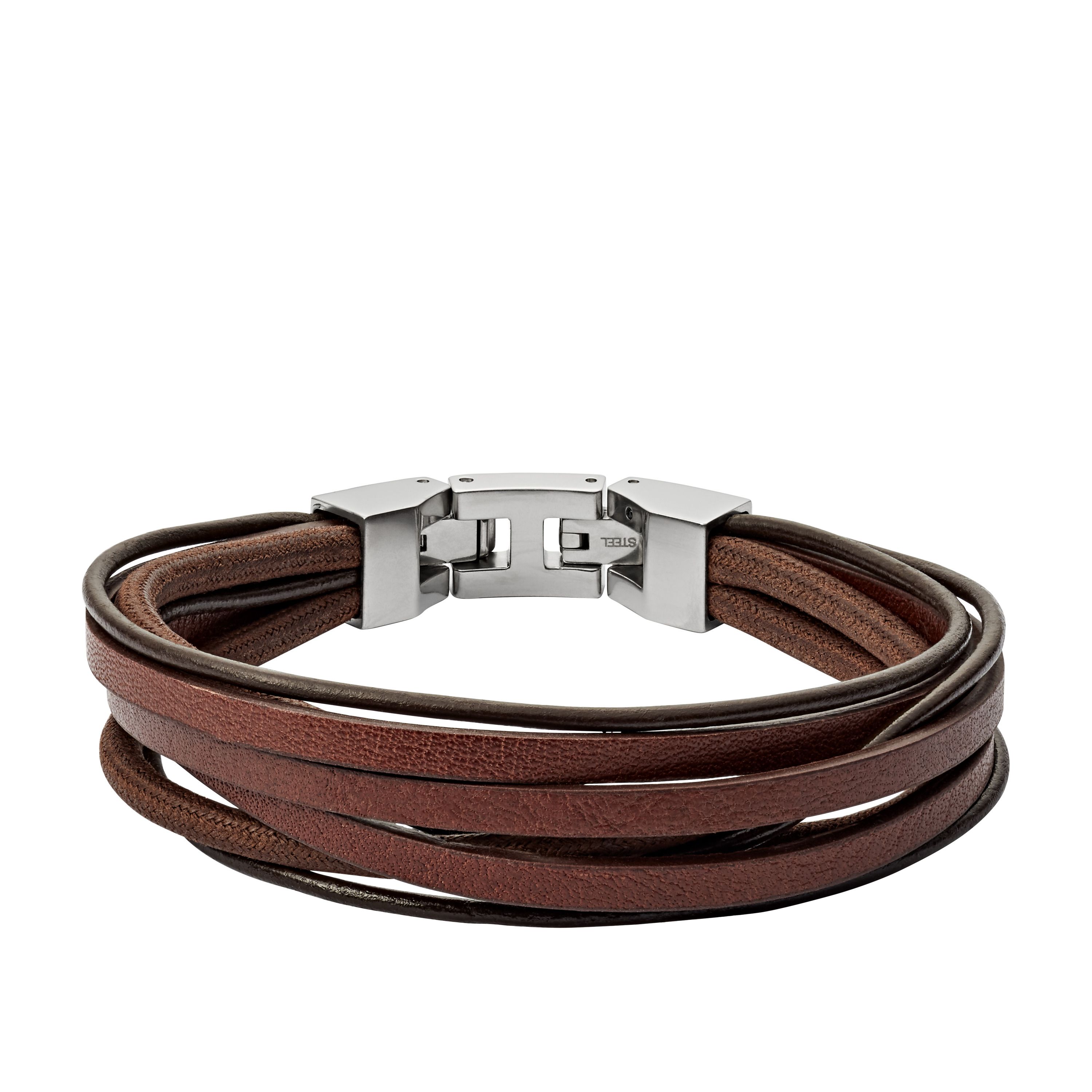 Dit stijlvolle sieraad van Fossil komt uit de vintage casual collectie, het wordt meestal gedragen door heren.