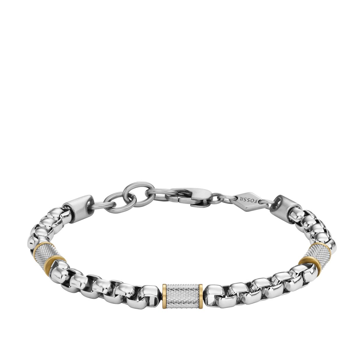 Stalen Fossil armband in een grove venetiaan schakel