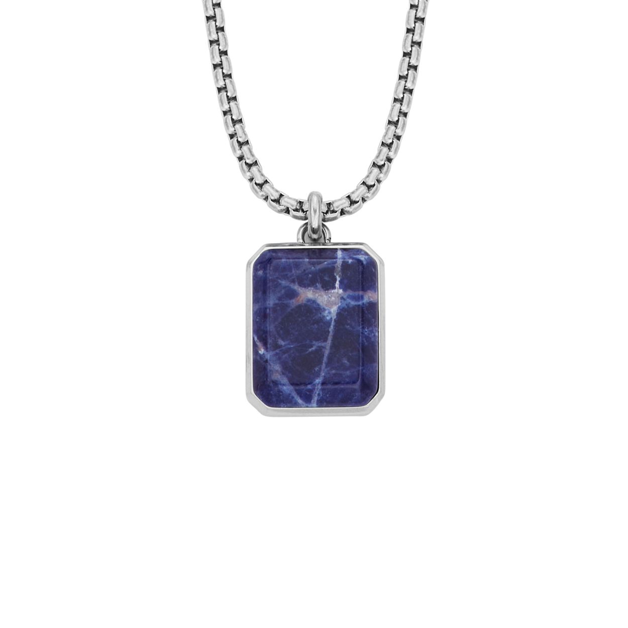 Fossil JF04469040 Ketting staal-sodaliet zilverkleurig-blauw 51-56 cm echt iets voor u. Dit verfijnde collier is een plaatje. De kleur van dit collier is . De dikte van het collier is en de lengte is 51 cm. 