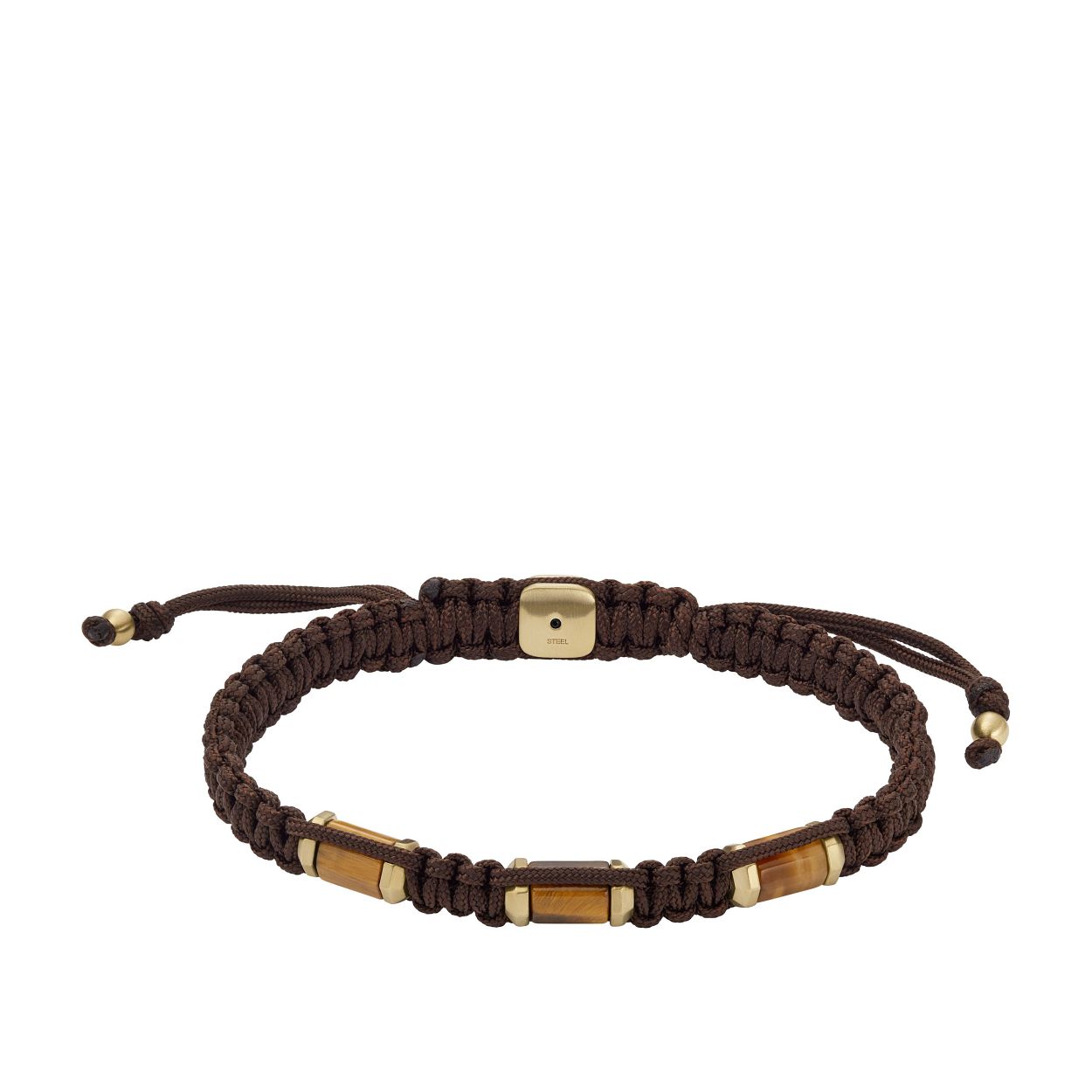 Dit is een armband van het merk Fossil voor heren. De kleur is goud en het is gemaakt van roestvrij staal.