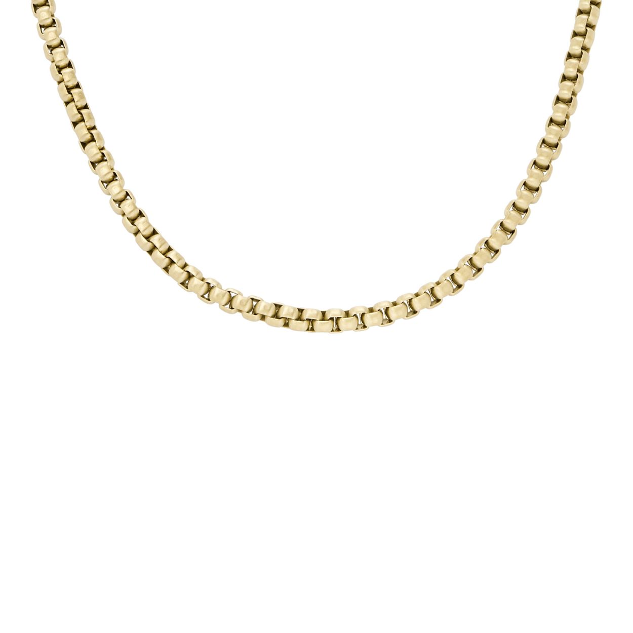 Deze schakelketting is gemaakt van goudkleurig roestvrij staal en heeft een karabijnsluiting. Ideaal om mee te combineren door de sprankelende geborsteld afwerking. Een fashionable accessoire voor elke gelegenheid.
Lengte 45 - 50 cm