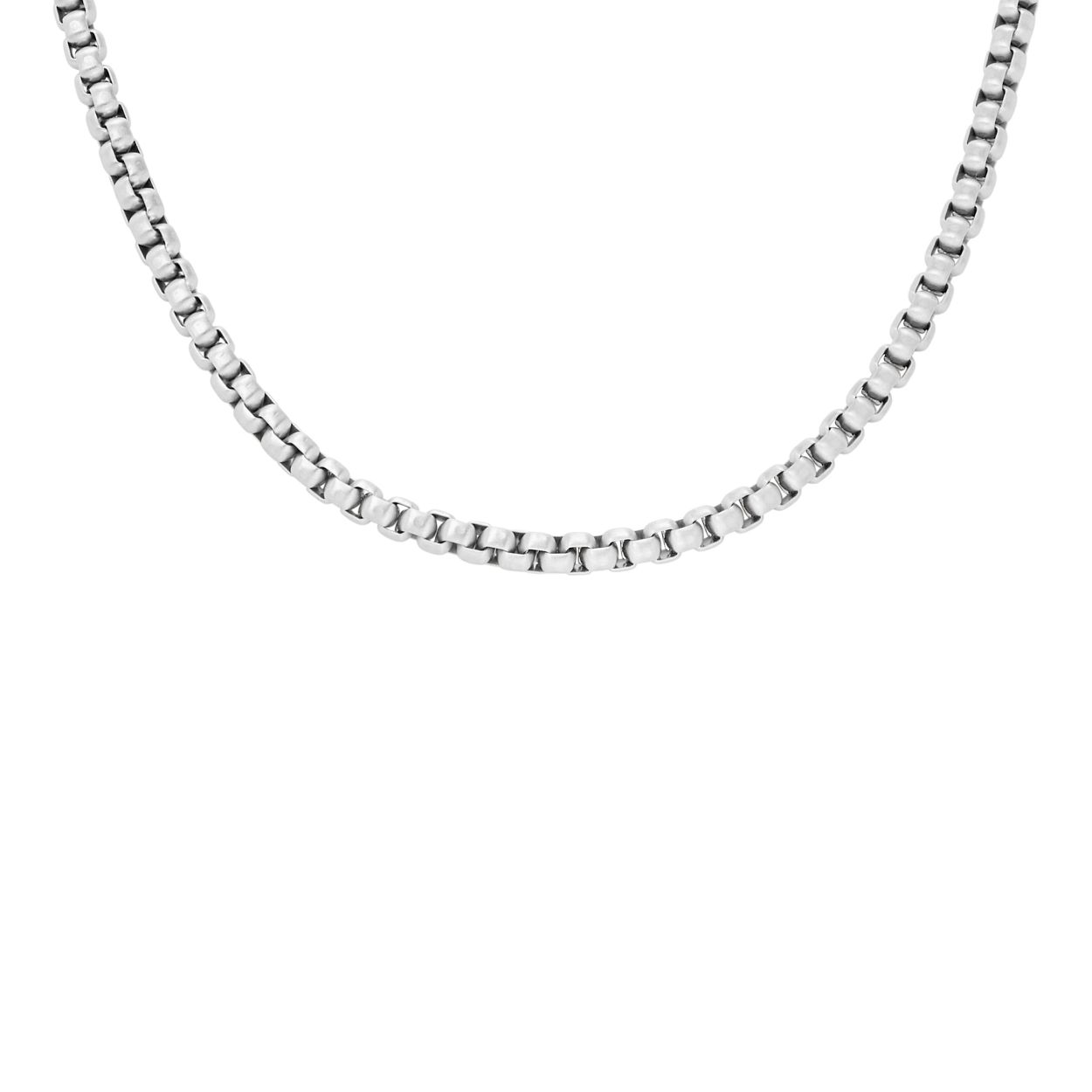 Dit is een collier van het merk Fossil voor heren. De kleur is zilver en het is gemaakt van roestvrij staal.