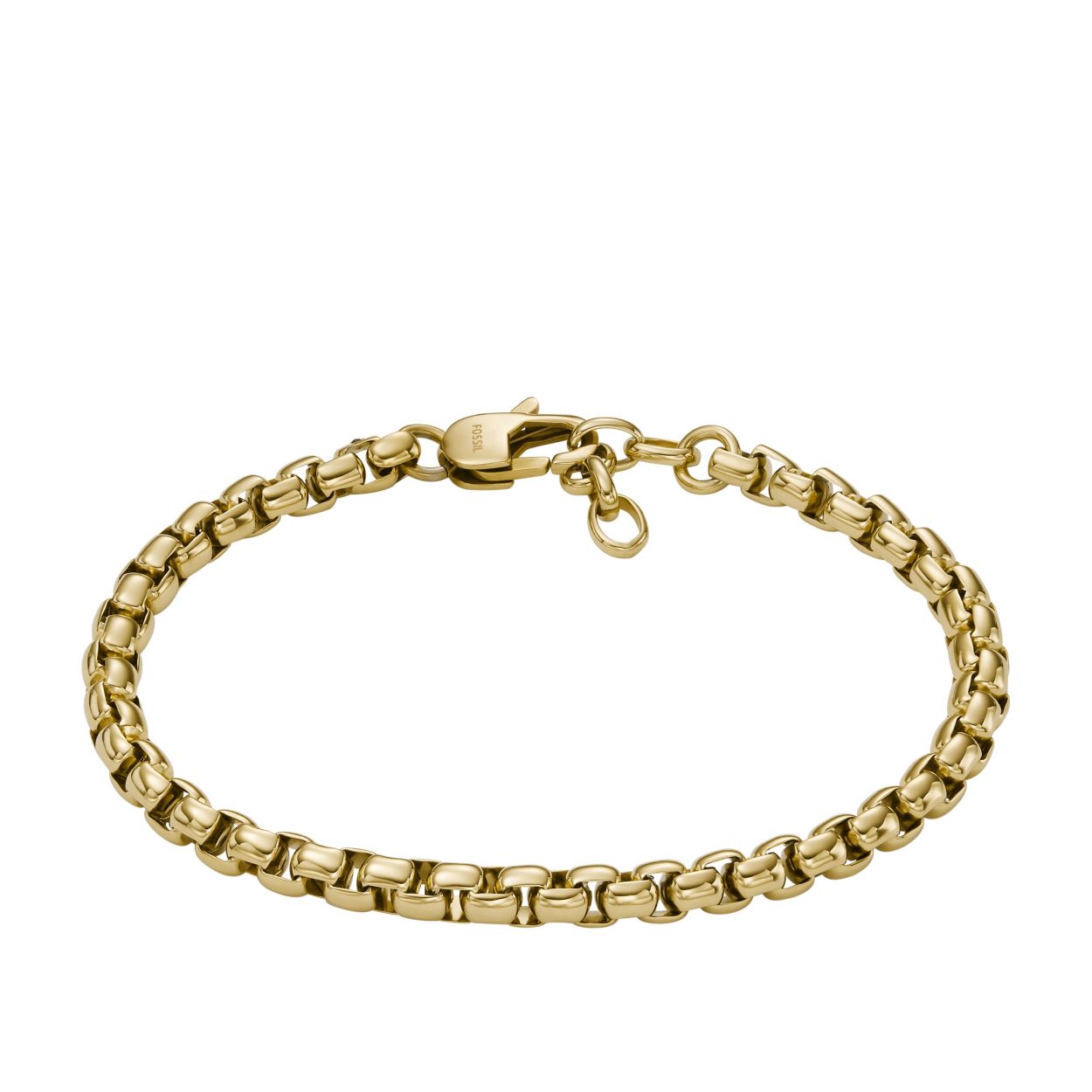 eze schakelarmband is tot 2 cm te verstellen door de karabijnsluiting en is gemaakt van goudkleurig roestvrij staal.

Roestvrij staal
Roestvrij staal is een duurzaam metaal van hoge kwaliteit dat een hogere weerstand heeft tegen aanslag en corrosie, en zal niet oxideren of zwart worden. Roestvrij staal is ook hypoallergeen, het beschermt de huid tegen irritatie. Roestvrij staal is niet-magnetisch.

Fossil
Fossil haalt eindeloos veel inspiratie uit de Amerikaanse creativiteit en vindingrijkheid. Sinds 1984 streven we ernaar om kwalitatieve, modieuze horloges en accessoires te maken. Zo brengen we nieuwe trends: leuk, authentiek en toegankelijk voor iedereen.