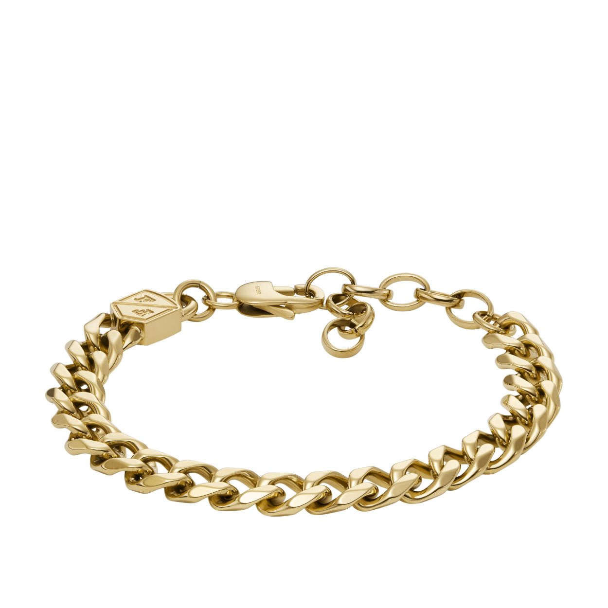 Verschijn in stijl met dit klassieke, voor iedereen gemaakte accessoire: een gedurfde ketting. Deze armband kan alleen worden gedragen of in combinatie met je andere favoriete kettingen. Hij is gemaakt van goudkleurig roestvrij staal en heeft een karabijnsluiting.
