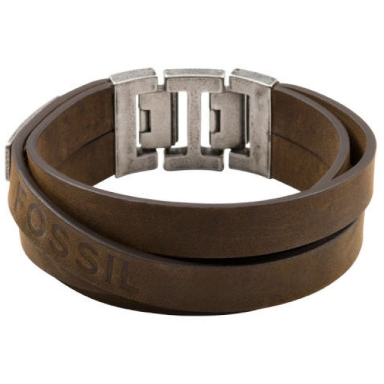 Heren armband bruin leer met staal 19-21cm