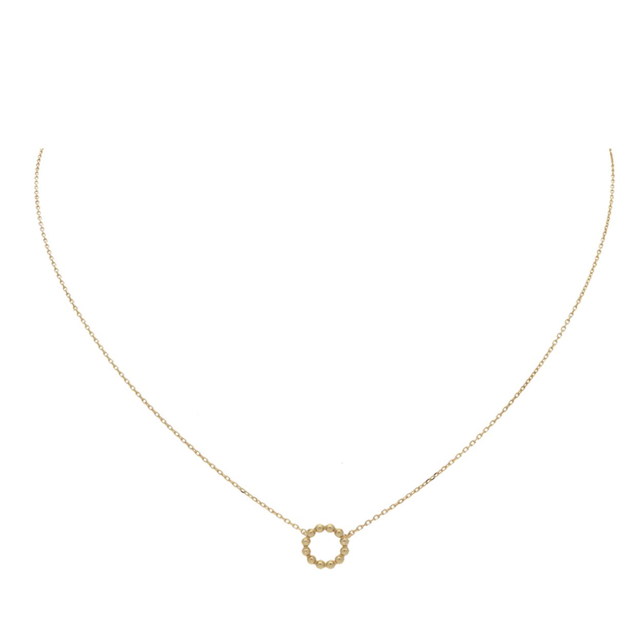 De Bubbly Circle Necklace is gemaakt van 14K goud. De ketting heeft een vrouwelijke en verfijnde uitstraling. Deze fijne ketting maakt jouw look compleet, van kantoor tot datenight.
Materiaal: 14 Karaat - Geelgoud - 585
Lengte: verstelbaar 40 - 42.5 - 45cm
Artikelnummer: JKN20.024