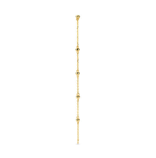 Bulles de Bruxelles Single Earring
De ronde vormen van het Atomium in Brussel vormden de inspiratie voor de Bulles de Bruxelles Single Earring. De oorbel is gemaakt van 14K goud en perfect te combineren met andere Jackie sieraden voor een complete look.

Brussel, de stad die bekend staat om haar imposante gebouwen met gouden details. De stad van pralines en wafels, maar vooral de stad van de bubbels. Loop door het prachtige Galleries Royales Saint-Hubert onderweg naar een sprankelende borrel terwijl Jackies sieraden schitteren in de ondergaande zon. Ik straal en voel me zelfverzekerd.

Ik heb me voor mijn nieuwe 14 karaat gouden collectie laten inspireren door de bruisende sfeer van Brussel. Dit vind je terug in mijn nieuwe ontwerpen in de vorm van colliers, armbanden, oorsieraden en ringen.

Specificaties
- Oorstekers
- Materiaal: 14 Karaat - Geelgoud - 585
- Lengte: 30mm
- Artikelnummer: JKS22.261