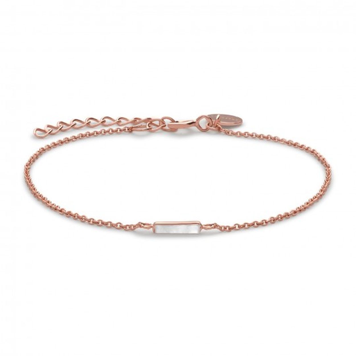 De Mott armband is gemaakt van sterling zilver en roségoud verguld met een delicate rozenkwartssteen in het midden voor een subtiele downtown-look. De armband is geaccentueerd met een delicate Rosefield-bedel en is verstelbaar van 16 cm tot 19,5 cm. Kleed je Mott armband aan met een Rosefield-horloge en pak een stuk pizza uit New York City voor een cocktail in de bekende pizzeria Lombardi.