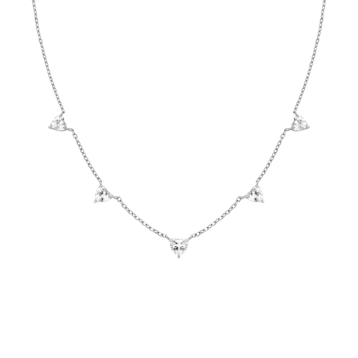 Row of Hearts Necklace Silver