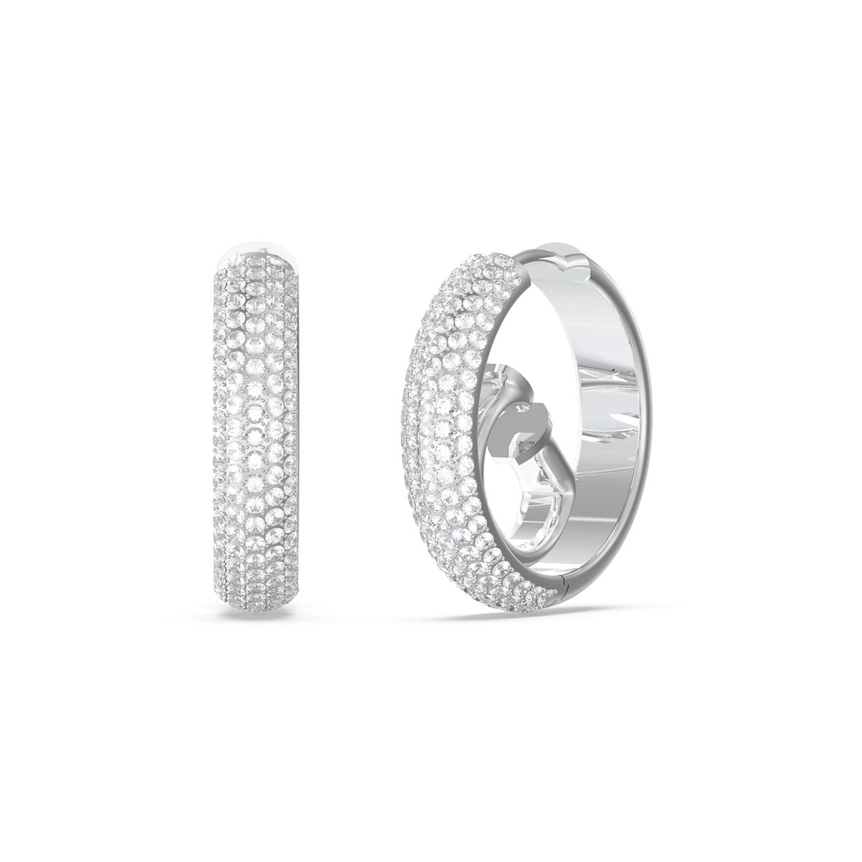 Val op met deze shiney eye catchers uit de Crazy Earring collectie van Guess Jewellery. De zilverkleurige huggies, aan de buitenkant bezet met kristallen, hebben een diameter van 20mm. De binnenkant heeft een 3D G-logo en sluit met een klapsluiting.