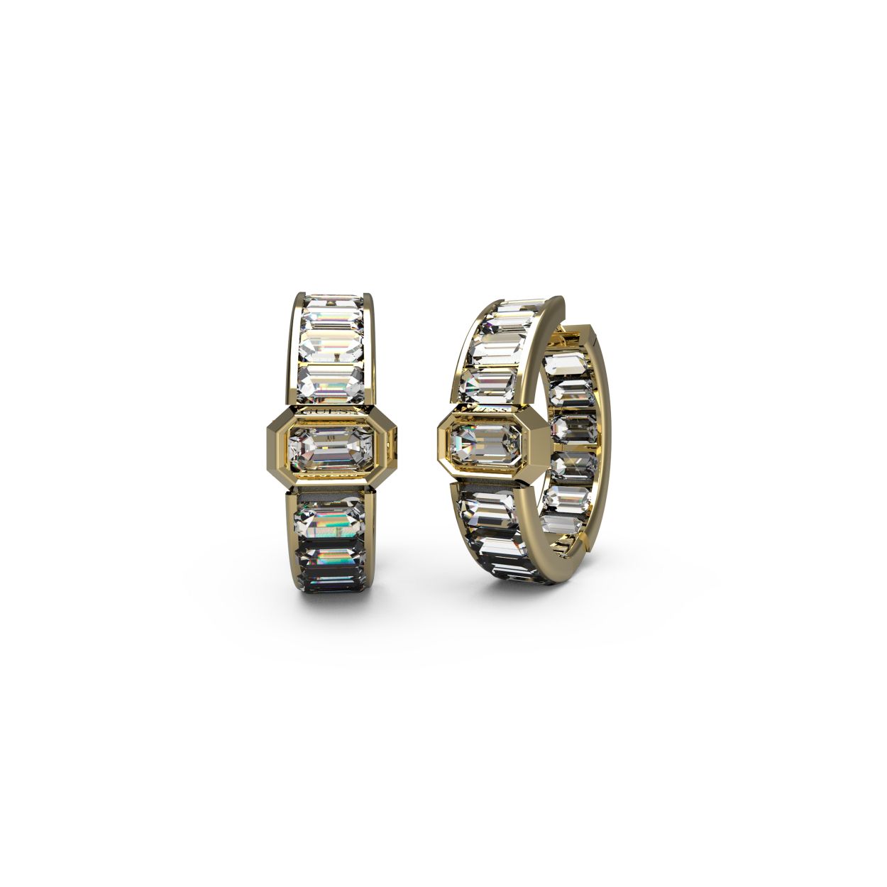Deze huggies uit de HASHTAG GUESS collecctie van Guess Jewellery hebben een diameter van 2 cm en zijn rondom gezet met schitterende, grote kristallen. De goudkleurige ringen zijn makkelijk te combineren met elke outfit.