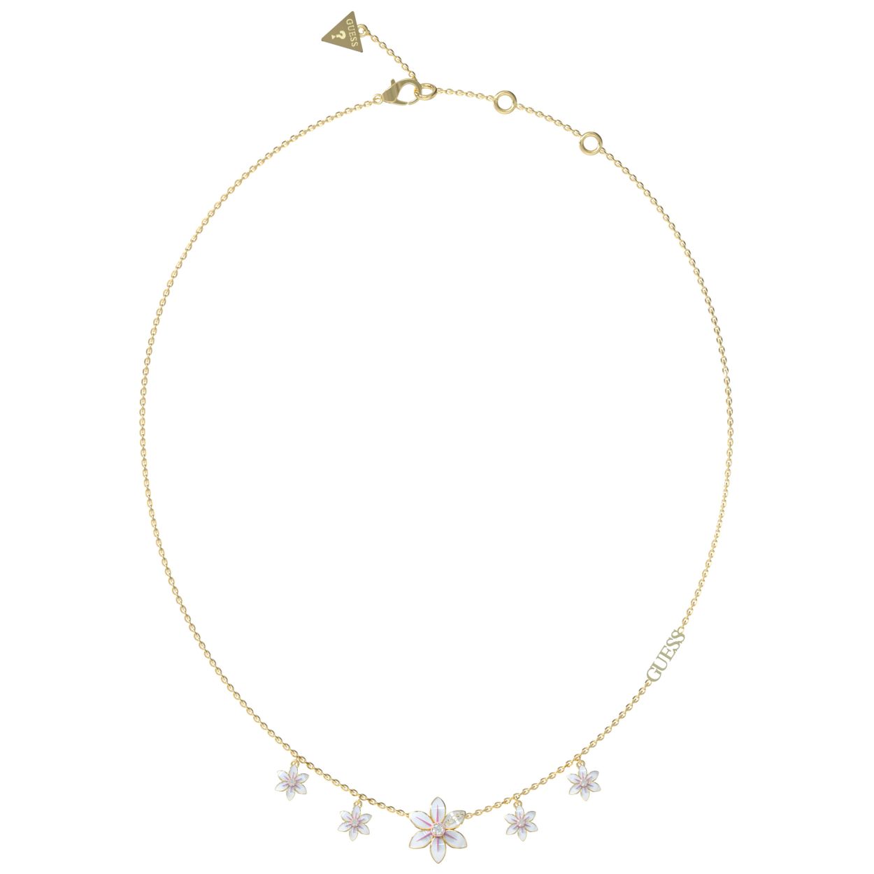 De witte lotus staat bekend als een symbool van zuiverheid en spirituele groei. Met dit prachtige collier van Guess Jewellery kun je deze betekenisvolle bloem altijd bij je dragen. Het goudkleurige collier is subtiel en elegant, en de lotus bloem details voegen een vleugje verfijning toe aan elke outfit. Het collier is verstelbaar van 40 - 45 cm.