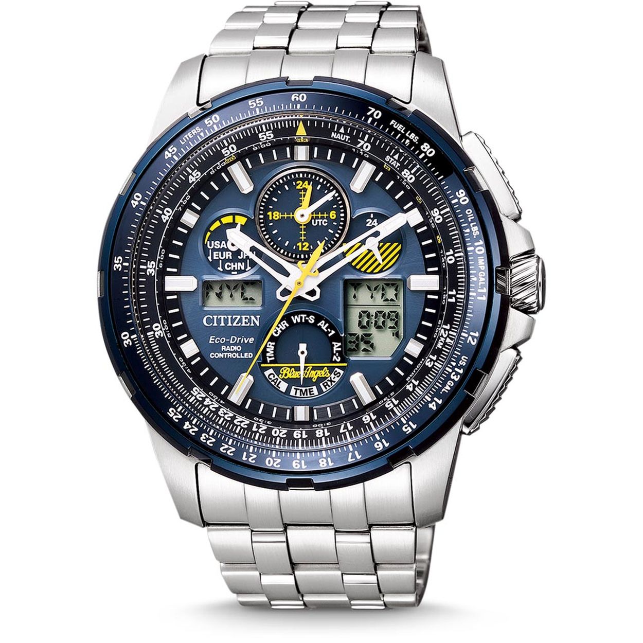 Algemeen
Geslacht: heren
Model: JY8058-50L

Voordelen
- zonne-energie
- band edelstaal zilver
- uurwerk zet zichzelf automatisch op de juiste tijd (radiografisch)
- chronograaf/stopwatch
- wijzerplaat blauw met zilvere streepjes
- boven gem. waterdicht: zwemmen/duiken
- 24 uurs aanduiding
- maat kast 48mm (breedte) 15mm (dikte)




