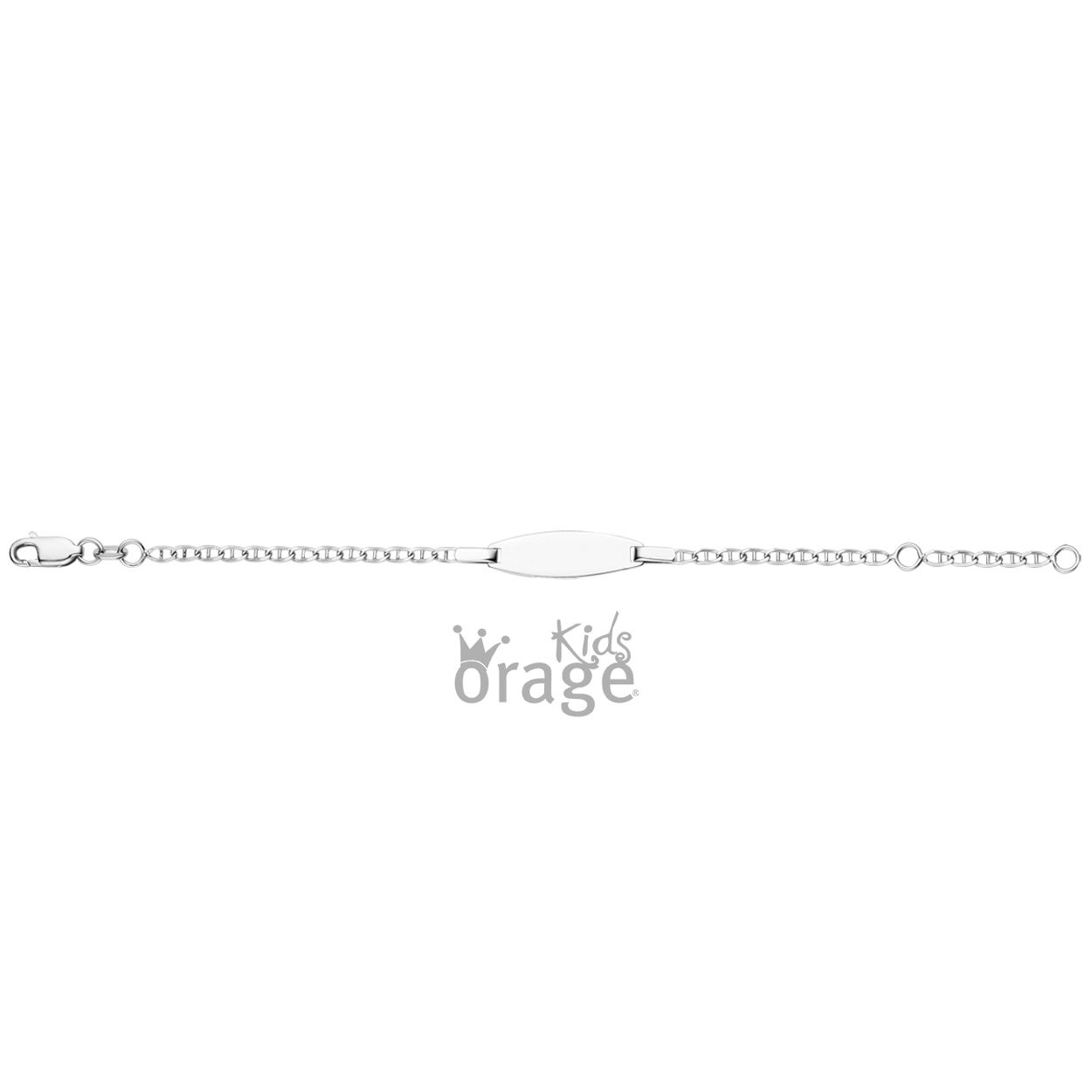 Wit gouden naamplaatje 9 karaat ovaal - Baby/kinderarmbandje - Gravure mogelijk, neem hiervoor contact op met ons.