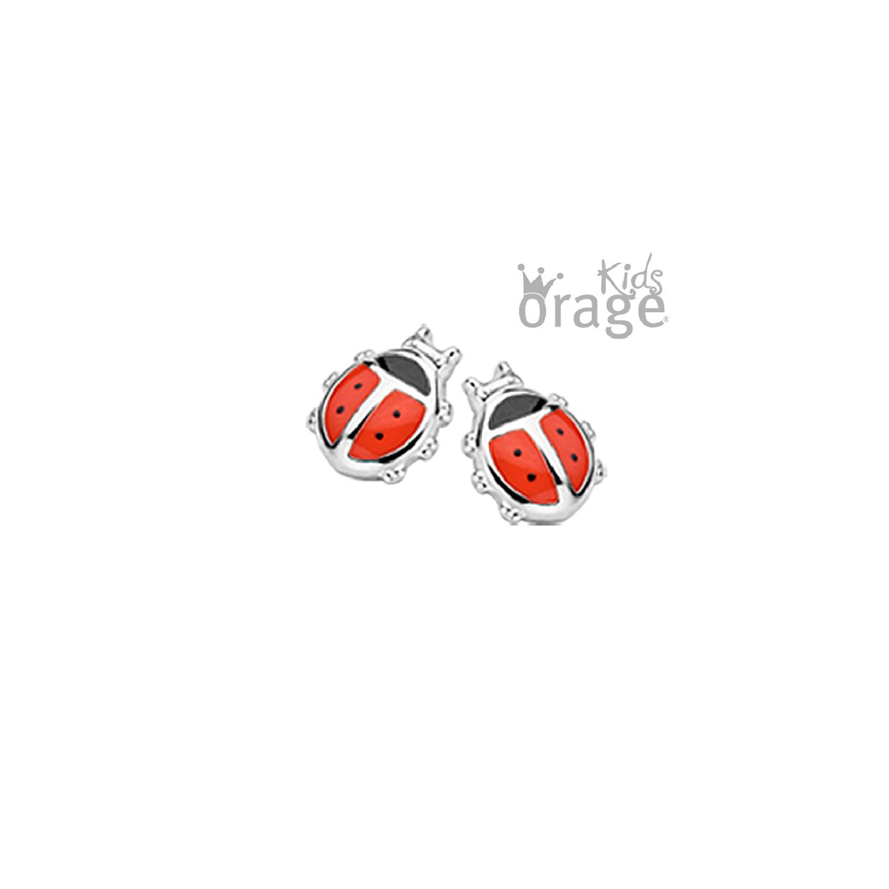Oorbellen met Lieveheersbeestje van het merk Orage Kids. Het is een meisjessieraad gemaakt van zilver. 
