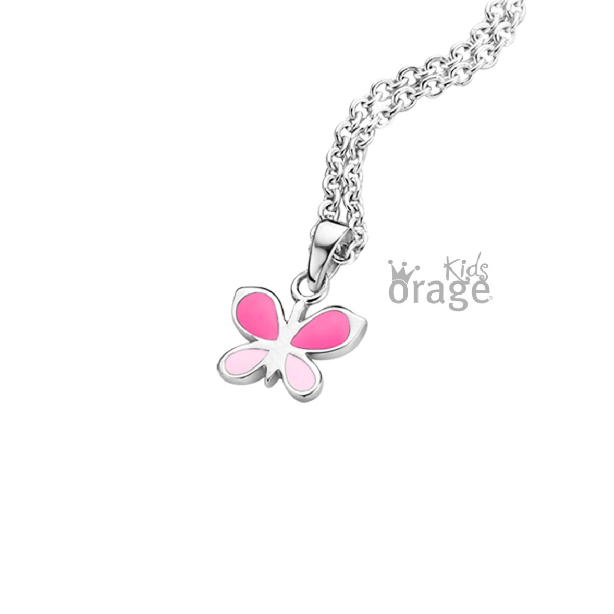 Deze collier is van het merk Orage Kids. Het is een meisjessieraad gemaakt van zilver. De collier is roze van kleur.