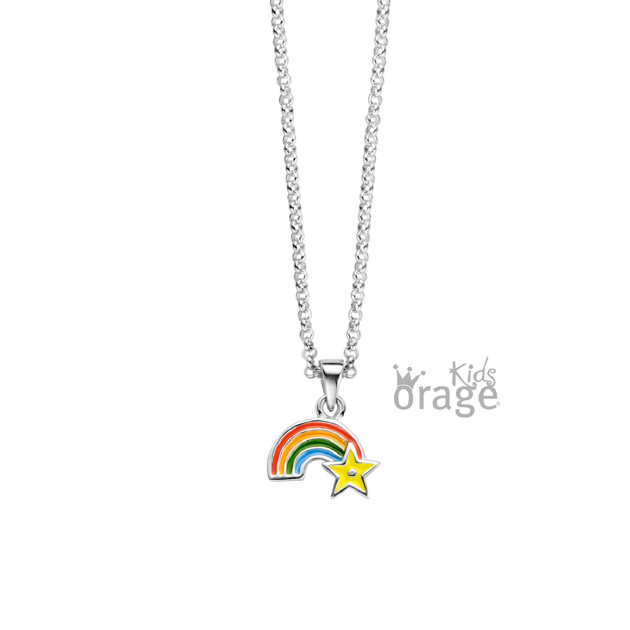De Orage Kids Zilveren Halsketting met Regenboog K2610, modelnummer K/3339/36-A, is een prachtige zilveren ketting gemaakt van 925 sterling zilver. Het is een elegante ketting van 360 mm, perfect voor kinderen. Draag deze glanzende halsketting met kleurrijke regenboogdetails om elke outfit op te vrolijken en een speelse touch toe te voegen.