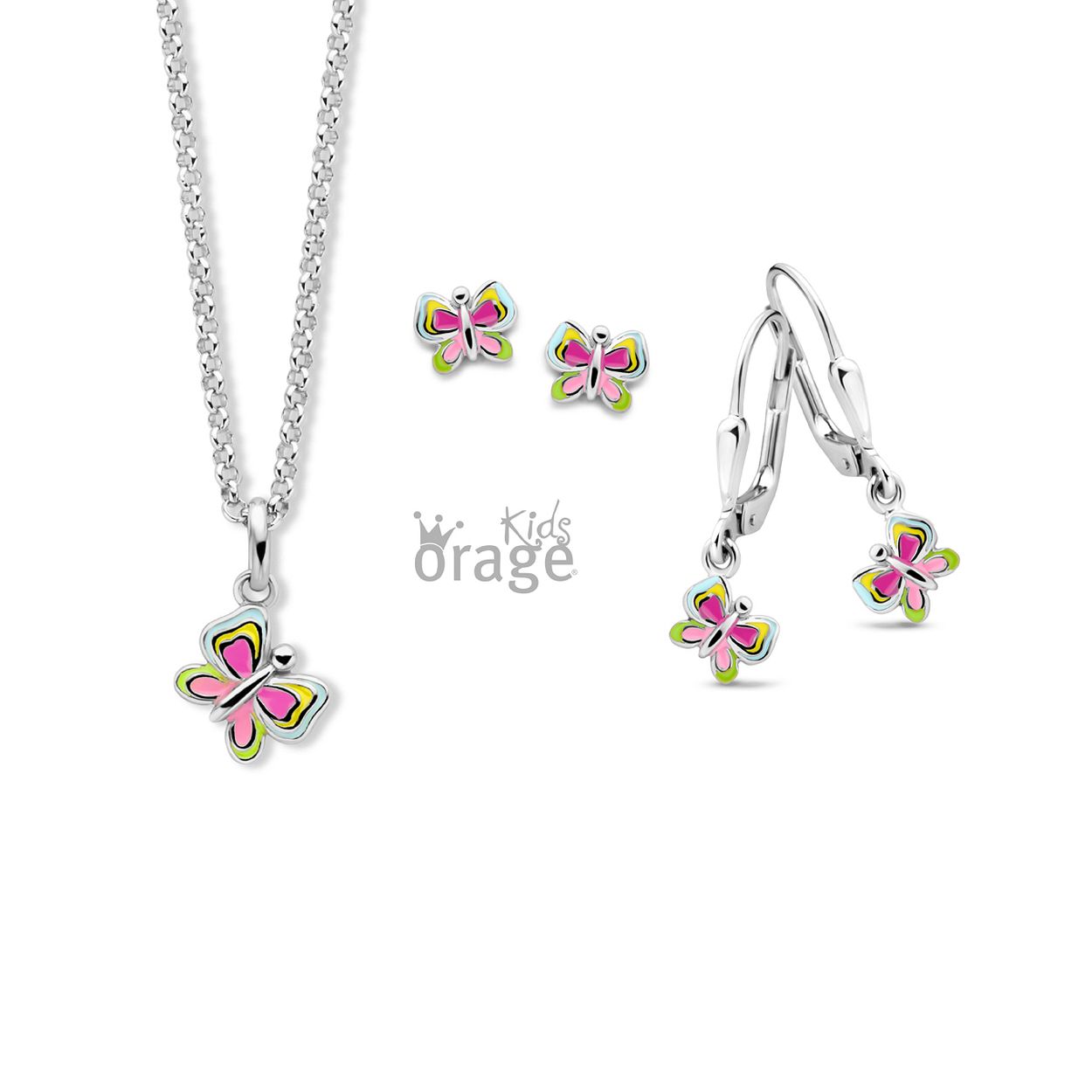 K2603 Ketting vlinder multi color 925 rh (V/16)