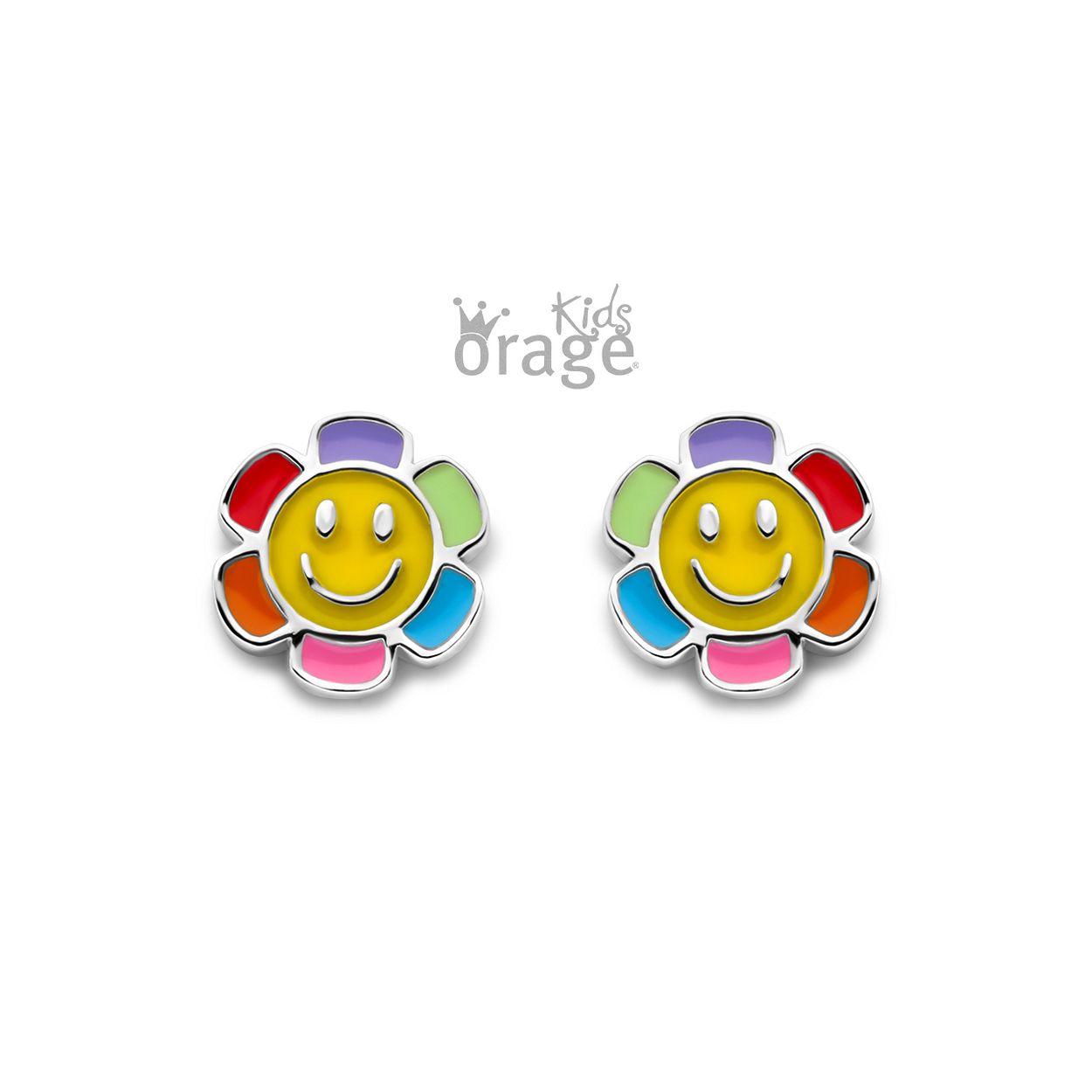 K2622 Oorringen bloem multi color 925 rh (V/16)