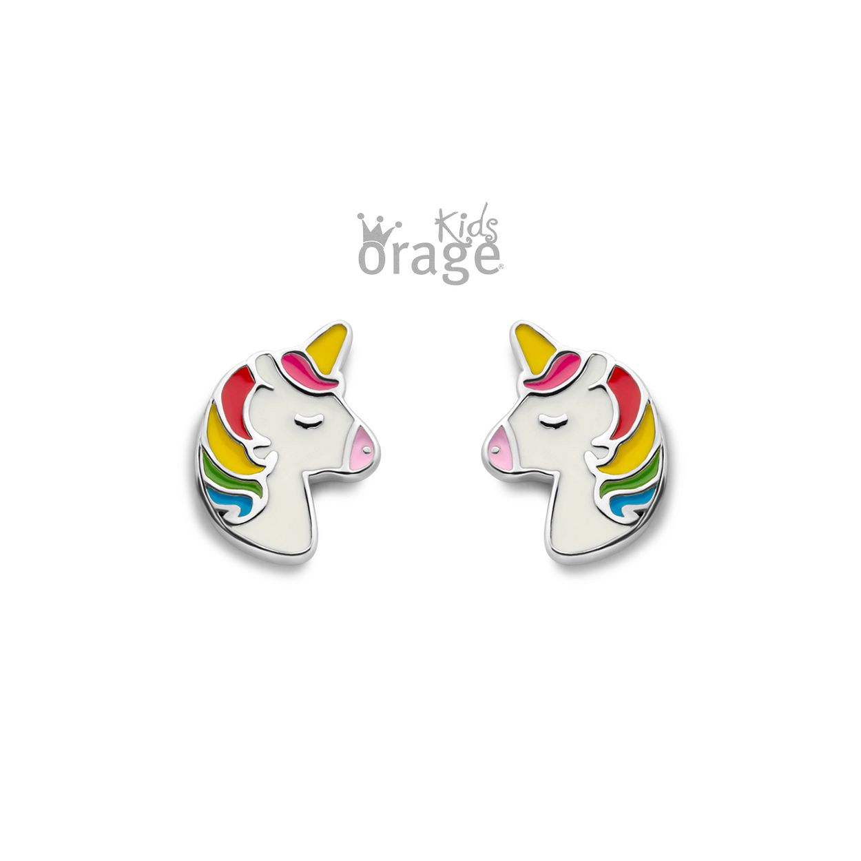 Zilveren oorstekers 'unicorn' van het merk Orage kids
Ook verkrijgbaar als oorhangers. 