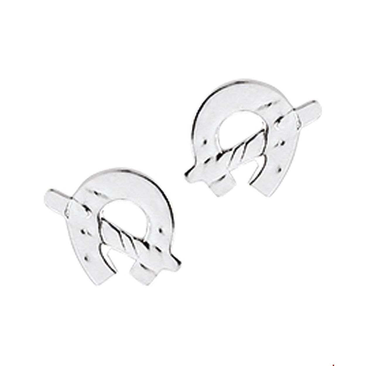 Zilveren oorknoppen met hoefijzers. 
Doelgroep: kinderen
Breedte: 7 mm
Hoogte: 6 mm