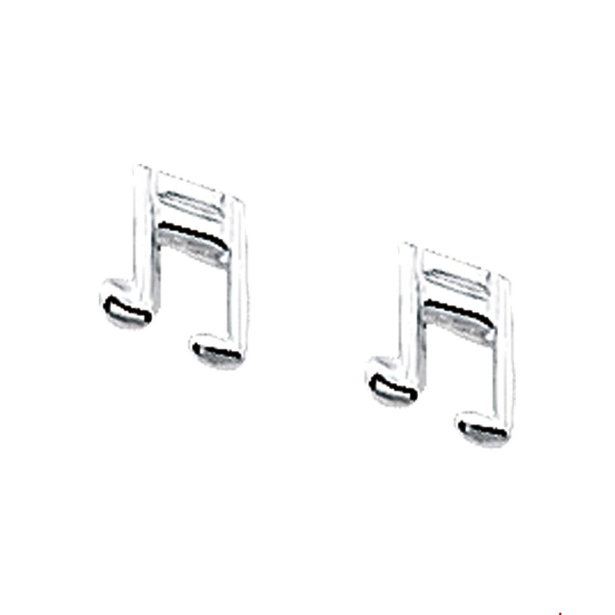 Beschrijving: Zilveren oorknoppen met een muzieknoot. 
Doelgroep: dames
Breedte: 5 mm
Hoogte: 6 mm