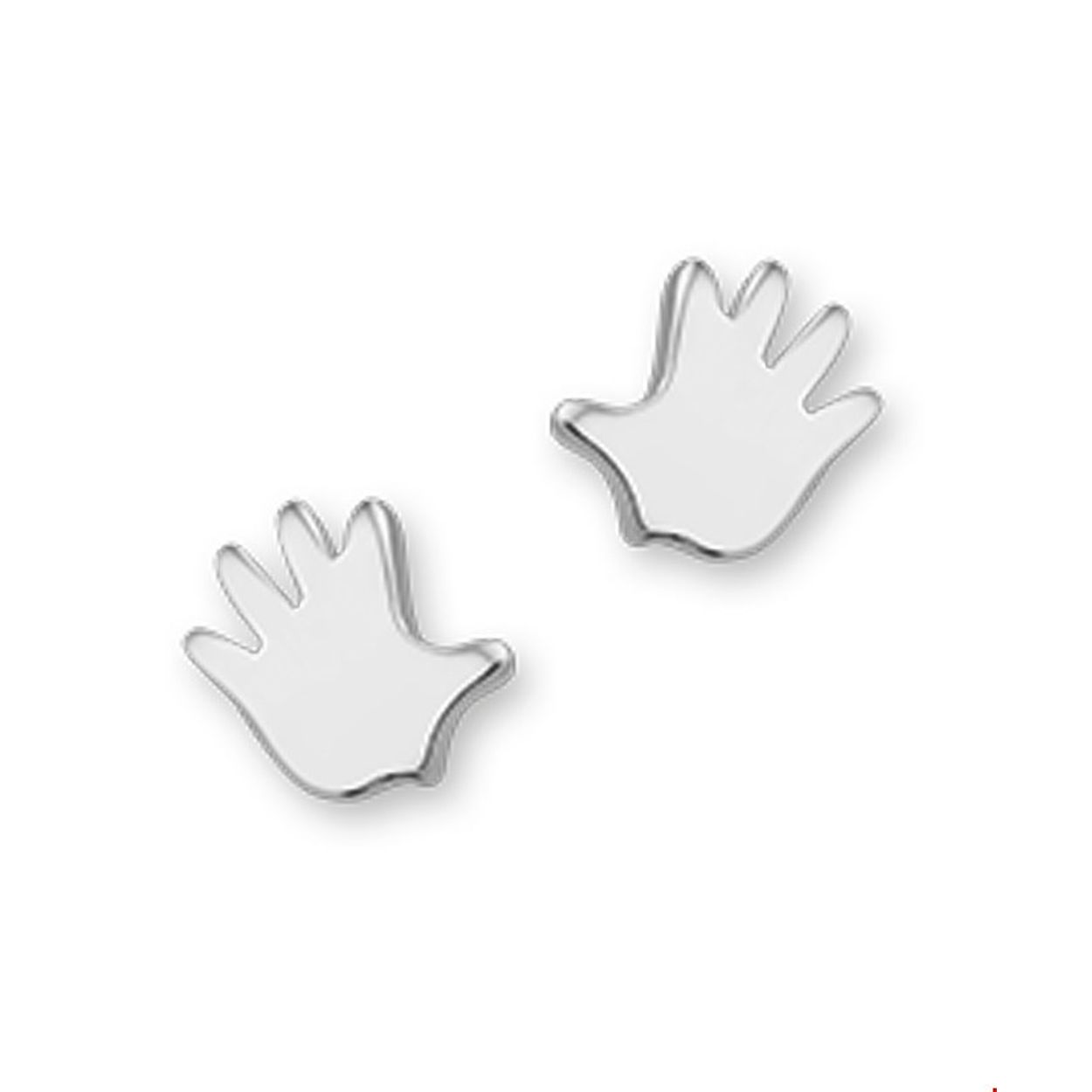 Zilveren oorknoppen met een hand. 
Doelgroep: dames
Breedte: 5.5 mm
Hoogte: 5.5 mm