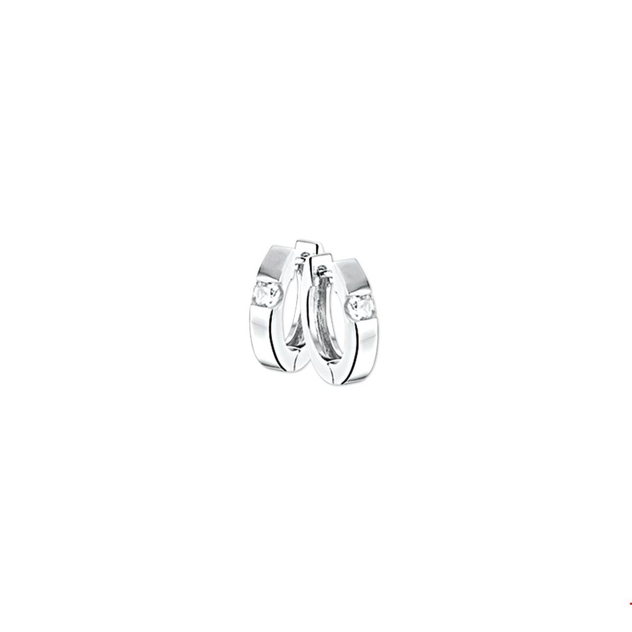 Beschrijving: Zilveren klapcreolen met zirkonia en een poli/matte afwerking. 
Verpakt per: 1
Doelgroep: dames
Breedte: 3.5 mm
Zetting: solitaire (span zetting)