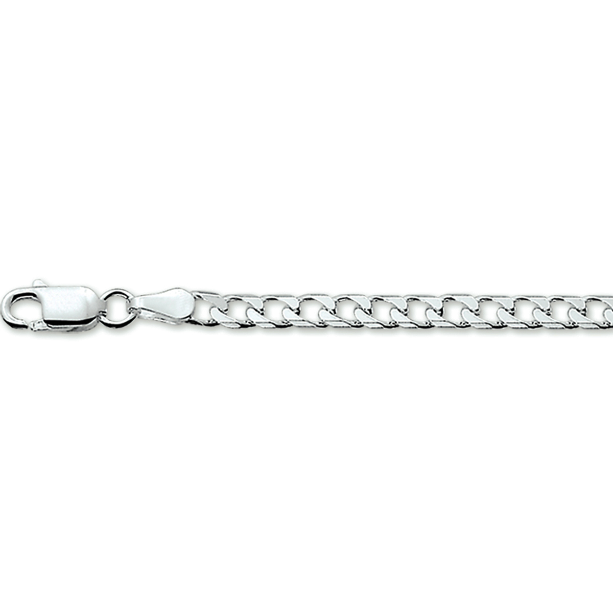 Zilveren collier met geslepen gourmette schakel.