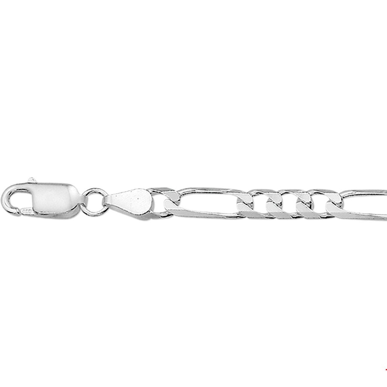 Zilveren armband met figaro schakel.
Breedte: 5.5 mm Langste lengte: 19 mm