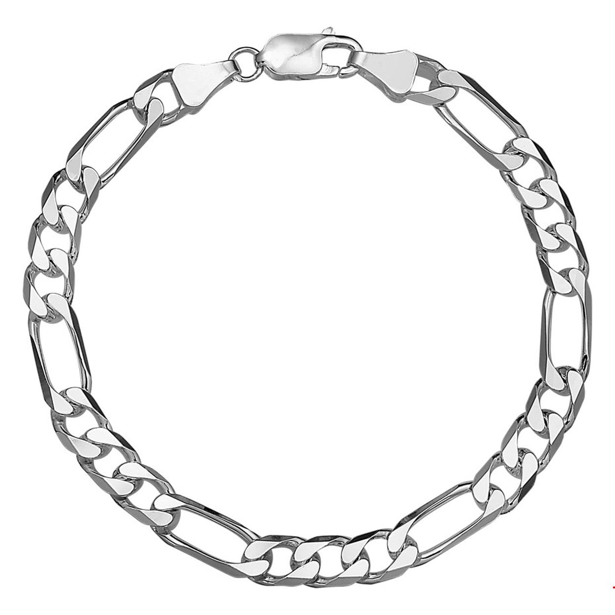 Zilveren armband met figaro schakel.

Gender: heren
Breedte: 6 mm
Langste lengte: 21 mm