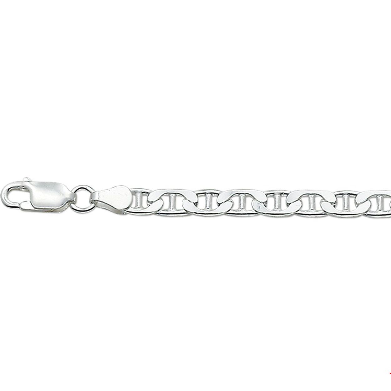 Zilveren armband met anker schakel.

Gender: dames
Breedte: 4.5 mm
Langste lengte: 19 mm