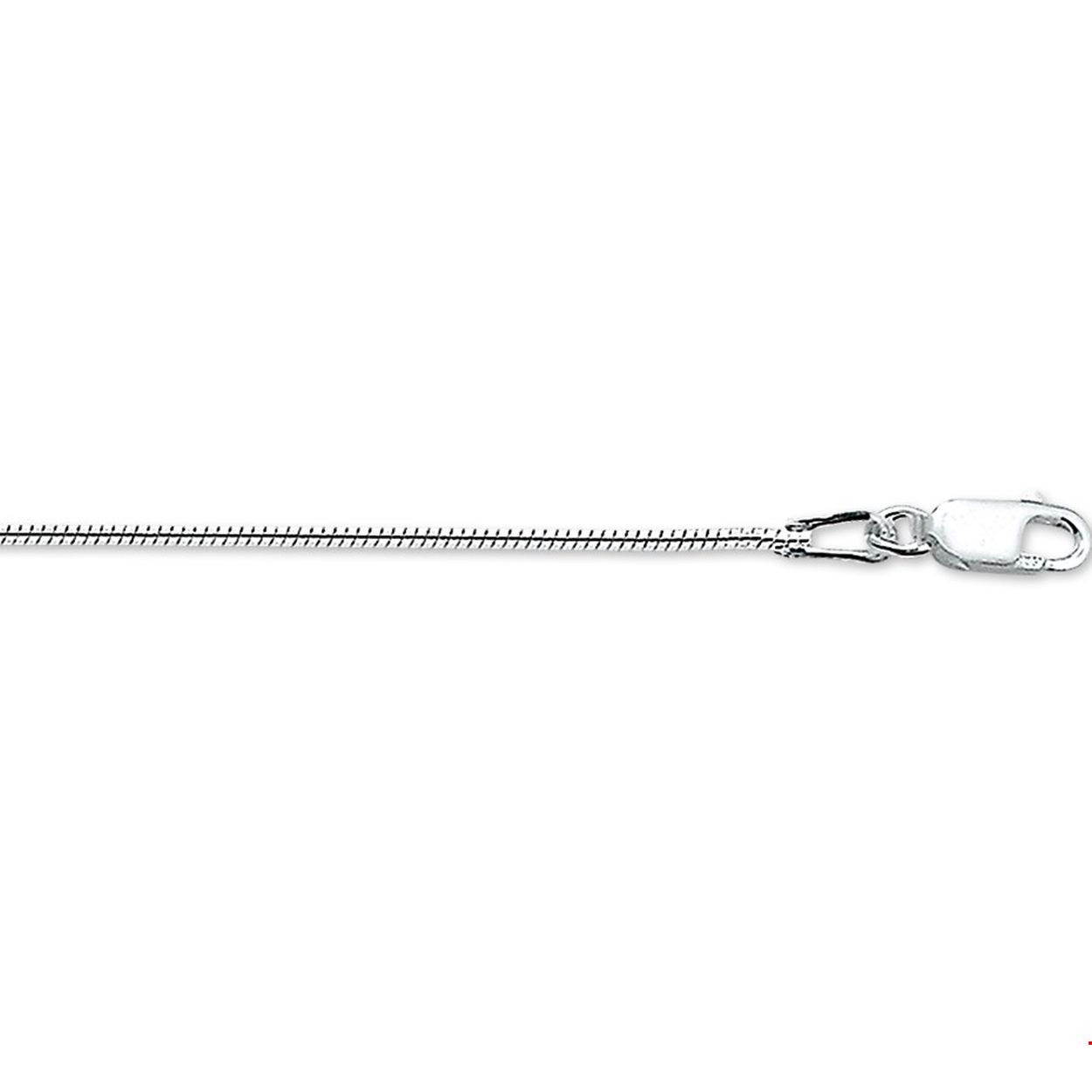 Zilveren schakel/slangen collier. 
Breedte: 1.2 mm
Langste lengte: 42 cm