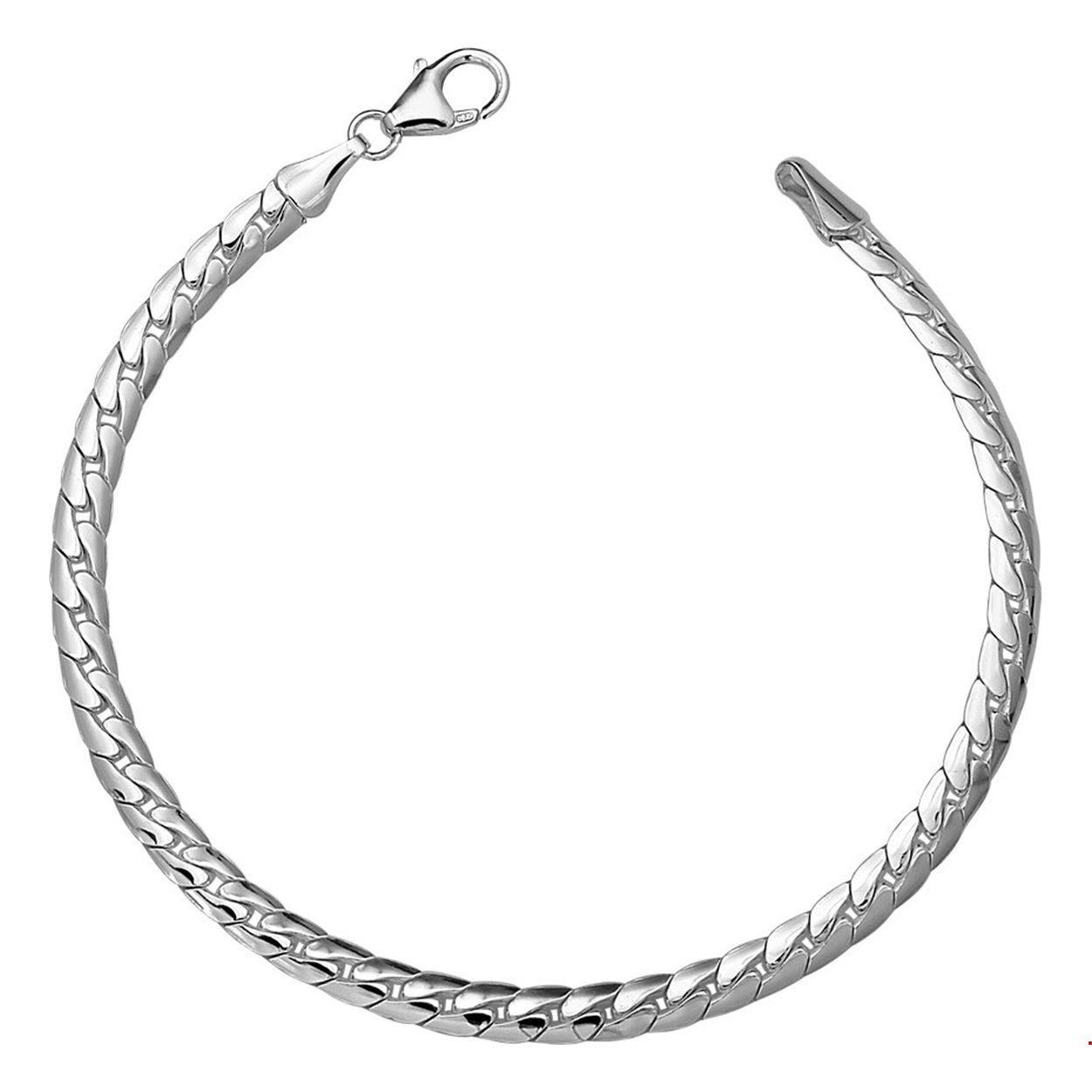 Zilveren Dames Armband
Langste lengte: 19cm 
Breedte: 4.5mm