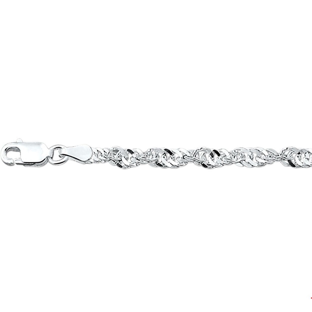 Zilveren armband met singapore schakel.
Gender: dames
Breedte: 3.5 mm
Langste lengte: 19 mm