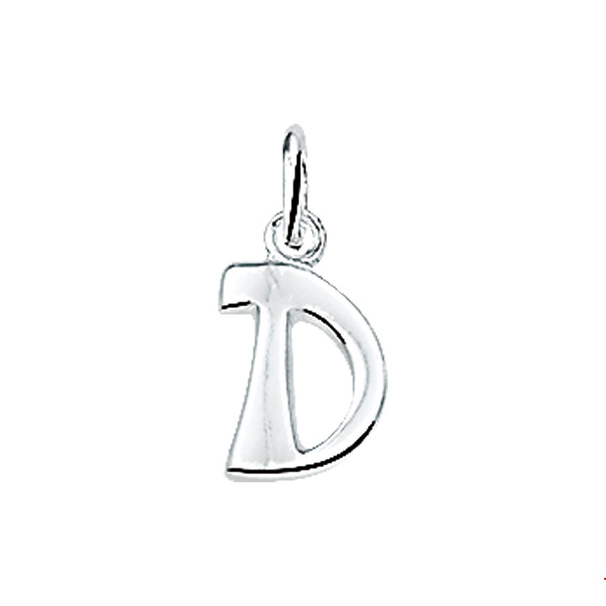 Zilveren hanger letter D met een hoogte van 12.5mm en een breedte van 8mm.

Gender: unisex