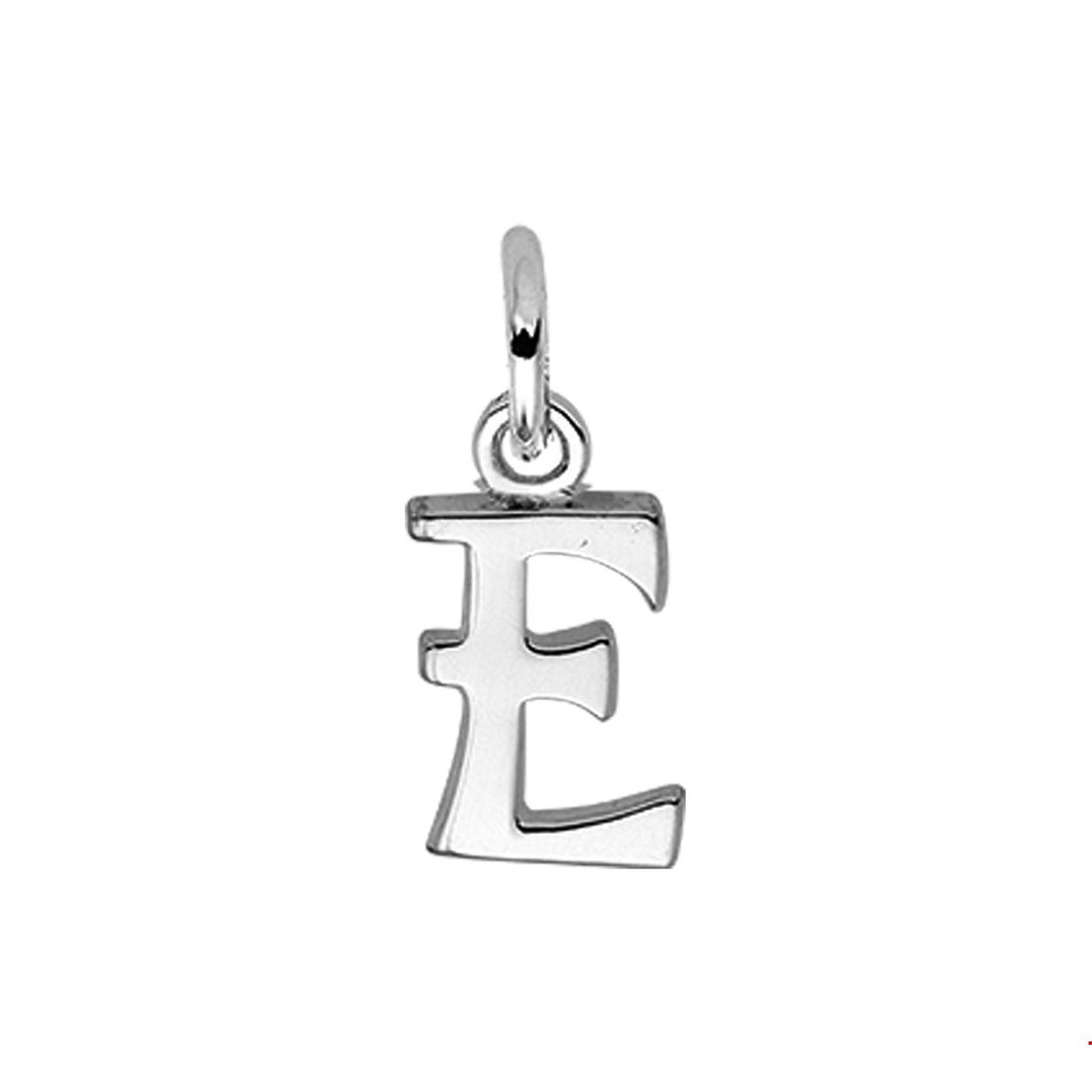 Zilveren hanger letter E met een hoogte van 12.5mm en een breedte van 7.5mm.

Gender: unisex