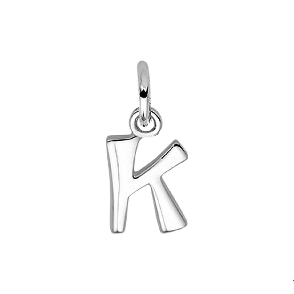 Zilveren hanger letter K met een hoogte van 12mm en een breedte van 8mm.

Gender: unisex