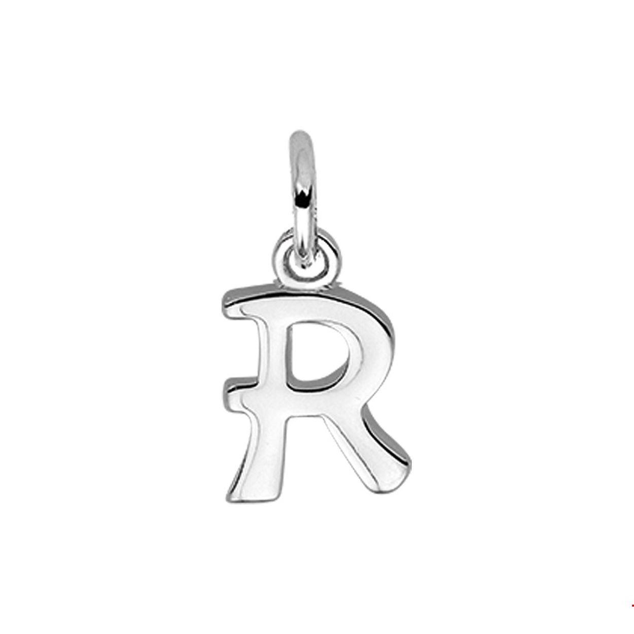 Zilveren hanger letter R met een hoogte van 12.5mm en een breedte van 8mm.

Gender: unisex