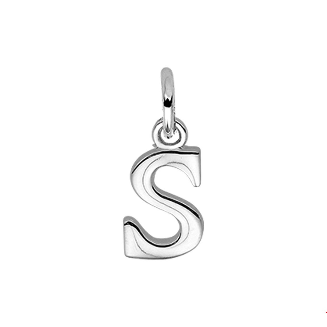Zilveren hanger letter S met een hoogte van 12.5mm en een breedte van 7mm.

Gender: unisex