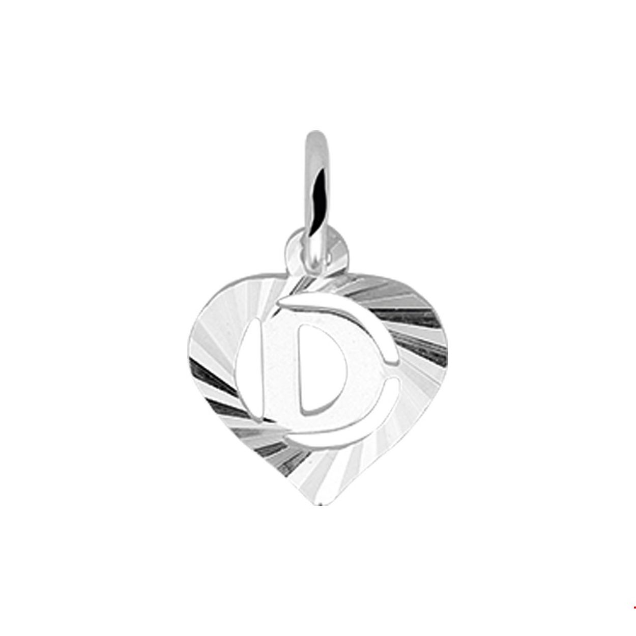 Zilveren hart hanger letter D met een hoogte van 10.5mm en een breedte van 11mm.

Gender: unisex