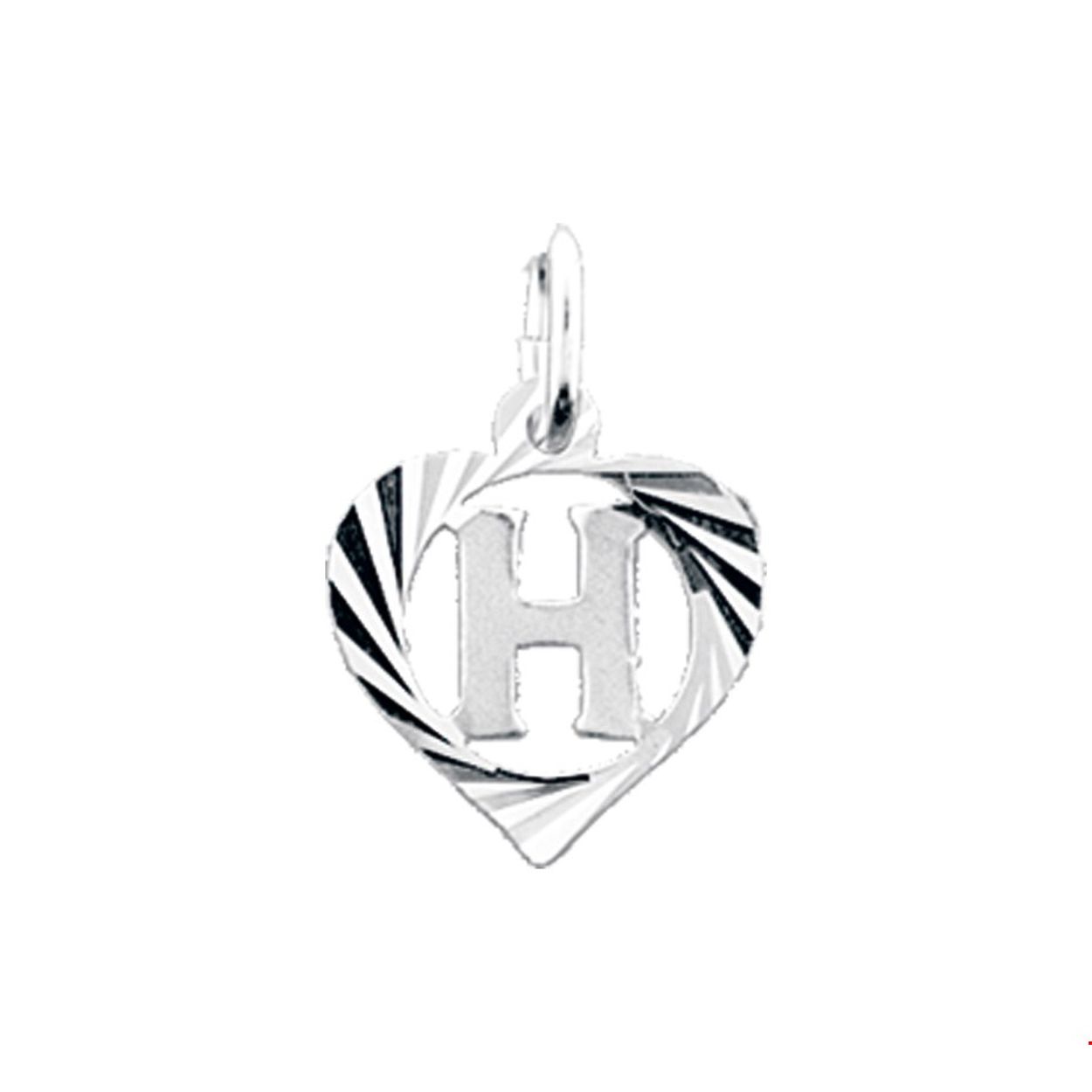 Zilveren hart hanger letter H met een hoogte van 10.5mm en een breedte van 11mm.

Gender: unisex