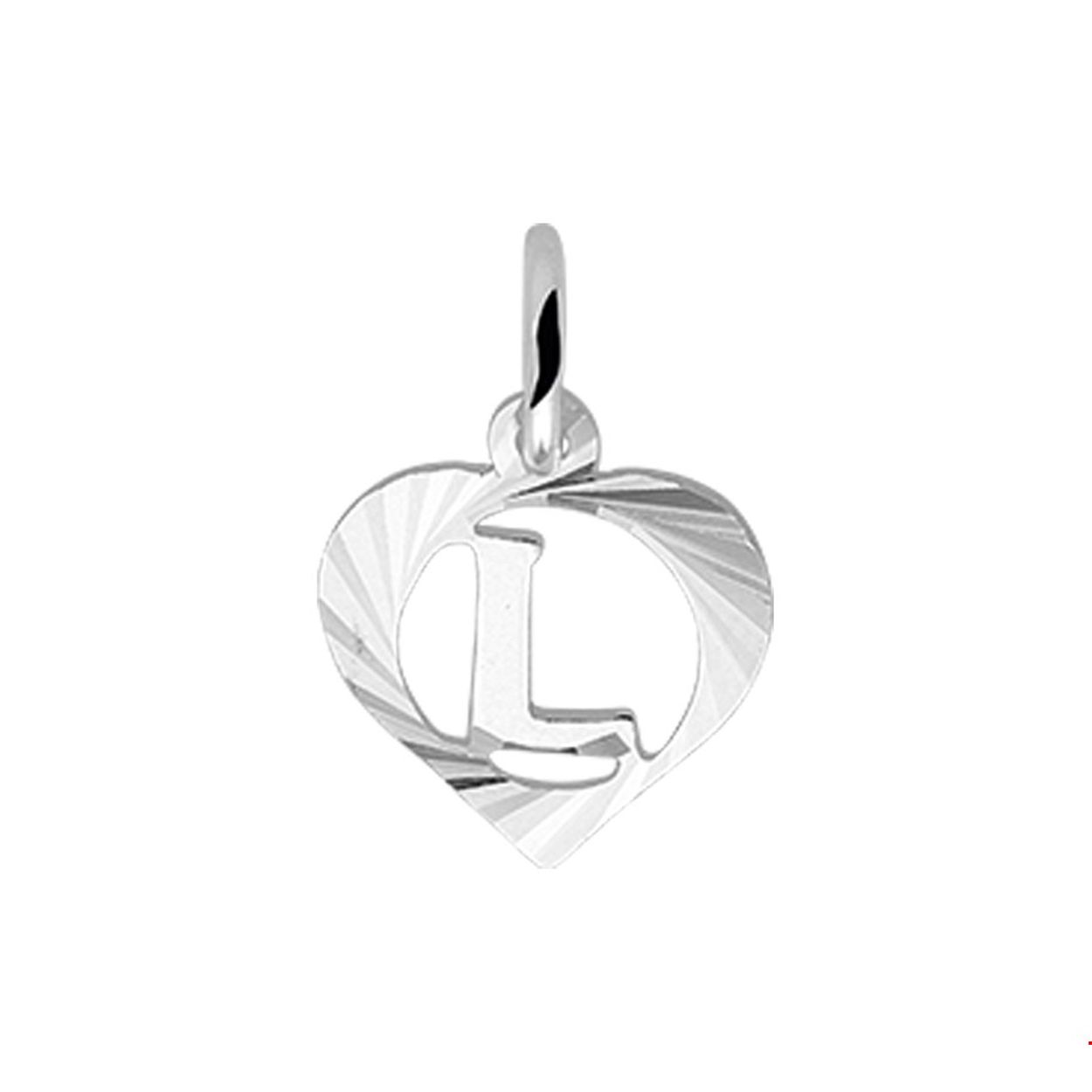 Zilveren hart hanger letter L met een hoogte van 10.5mm en een breedte van 11mm.

Gender: unisex