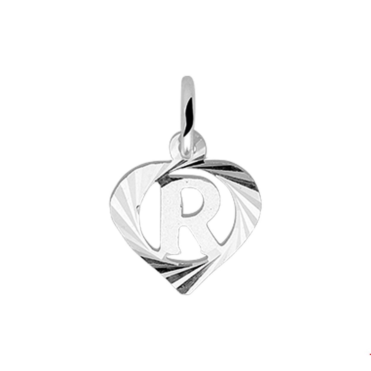 Zilveren hart hanger letter R met een hoogte van 10.5mm en een breedte van 11mm.

Gender: unisex