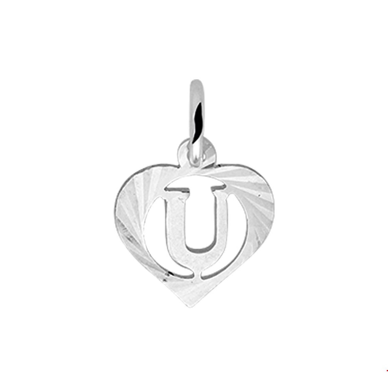Zilveren hart hanger letter U met een hoogte van 10.5mm en een breedte van 11mm.

Gender: unisex