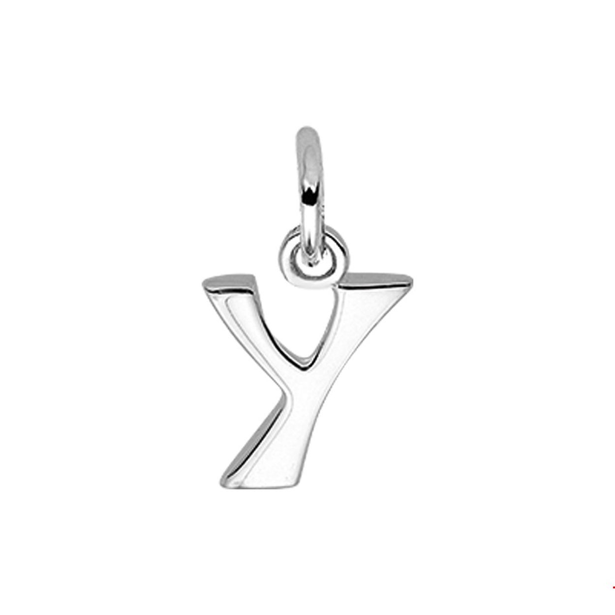 Zilveren hanger letter Y met een hoogte van 12mm en een breedte van 9mm.