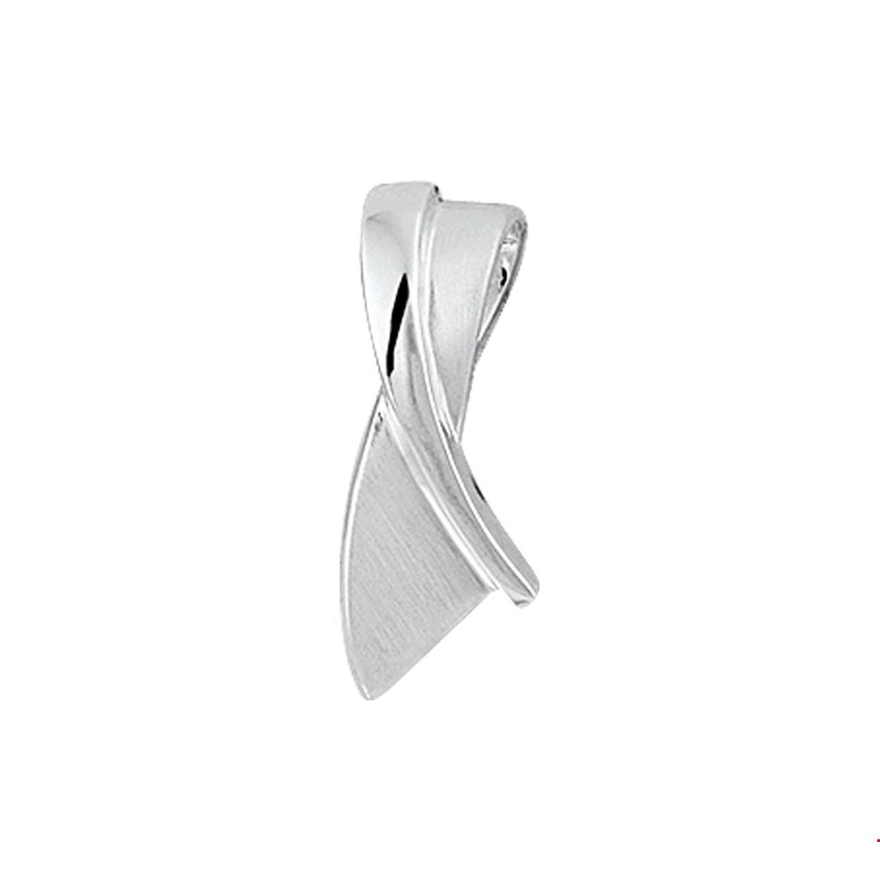 Zilveren hanger met een poli/matte afwerking. 
Doelgroep: dames
Breedte: 7.5 mm
Hoogte: 19.5 mm
