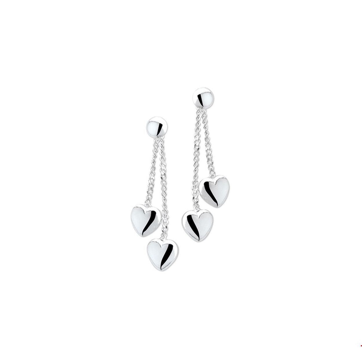 Dit zijn oorhangers die zeker in het oog zullen springen. De losse elementen en verschillende texturen maken het een speels geheel. Zilveren oorhangers met een steker en hartjes. 
Doelgroep: meisjes
Breedte: 5 mm
Hoogte: 5 mm