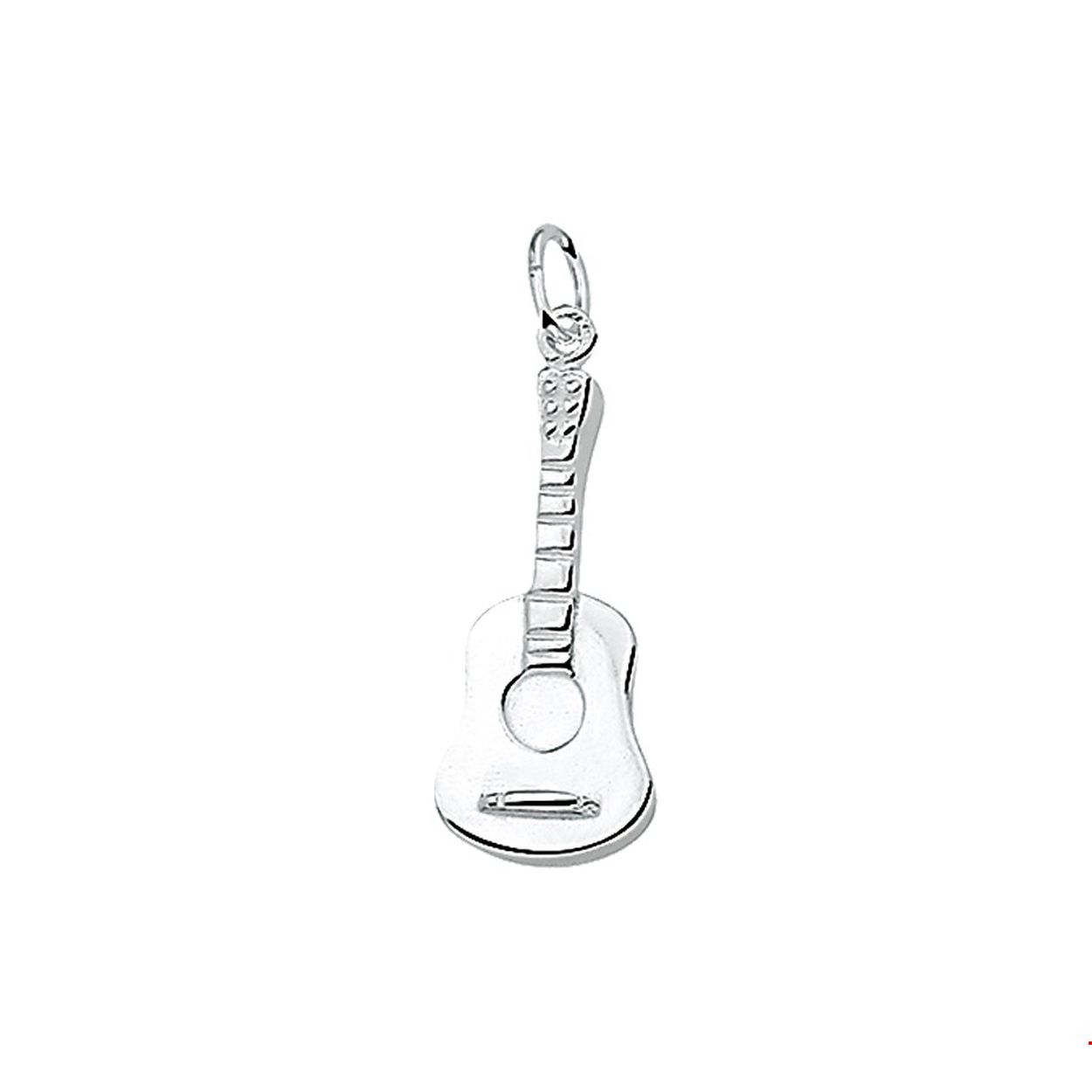 Zilveren bedelhanger 25mm gitaar