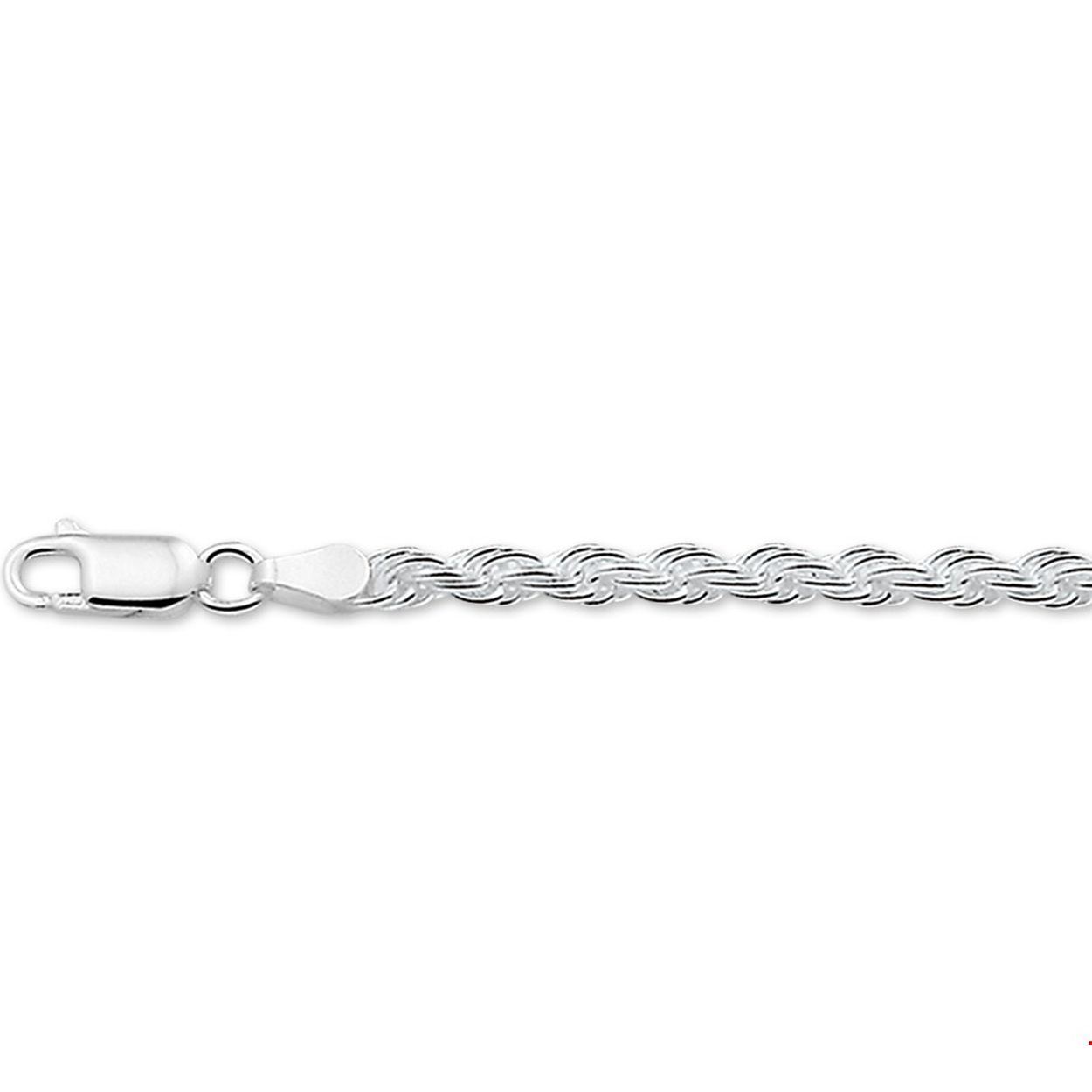 Zilveren collier met koord schakel.

Gender: dames
Breedte: 3.5 mm
Langste lengte: 60 mm